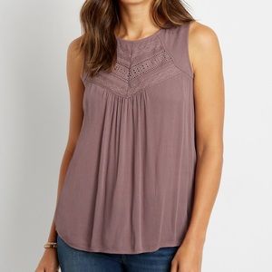 Maurice’s solid lace insert high neck tank size xs